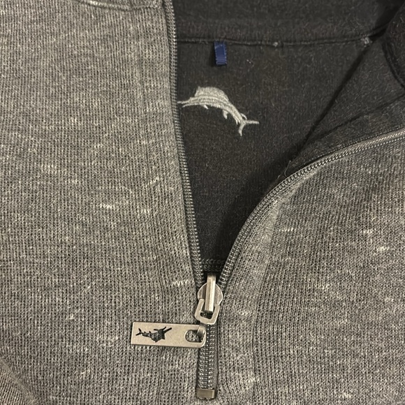 Tommy Bahama Gray/Black Reversible Half Zip - Picture 4 of 6
